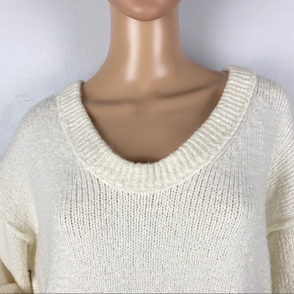NEW FREE PEOPLE IVORY SCOOP NECK SWEATER - Picture 3 of 8